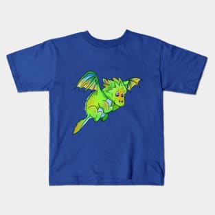 Cute Green Cartoon Flying Baby Dragon Kids T-Shirt